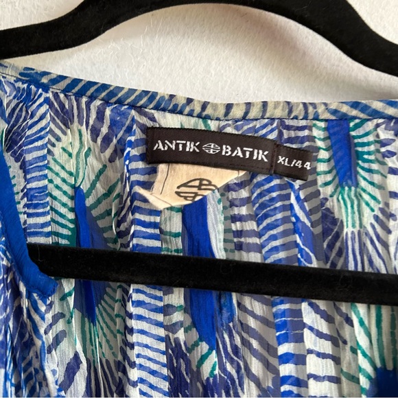 Antik Batik Blue Silk Printed Bohemian Relaxed Dress - Picture 5 of 10